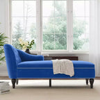 Divano chaise longue in velluto nero/blu, bracciolo a destra, 1 posto