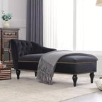 Divano chaise longue in velluto nero/blu, bracciolo a destra, 1 posto