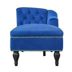 Divano chaise longue in velluto nero/blu, bracciolo a destra, 1 posto