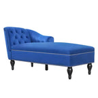 Divano chaise longue in velluto nero/blu, bracciolo a destra, 1 posto