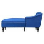 Divano chaise longue in velluto nero/blu, bracciolo a destra, 1 posto