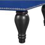 Divano chaise longue in velluto nero/blu, bracciolo a destra, 1 posto
