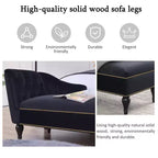 Divano chaise longue in velluto nero/blu, bracciolo a destra, 1 posto