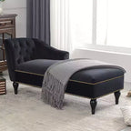Whisen 58'' Velvet Chaise Lounge Sofa Couch, Right Arm Facing Lounge Chair, Sleeper Lounge Sofa with Nailhead Trim & Solid Legs