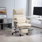 Sedia da ufficio reclinabile con schienale alto e poggiapiedi | Bianco Crema / Grigio | Posto singolo