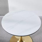 Tavolino da Caffè Rotondo Bianco a Colonna, Stile Tulipano