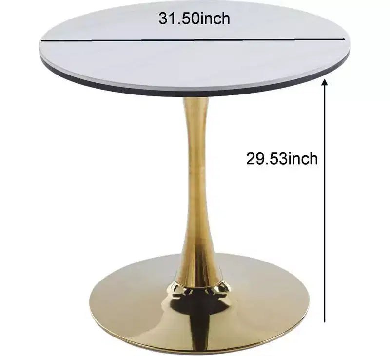 Tavolino da Caffè Rotondo Bianco a Colonna, Stile Tulipano