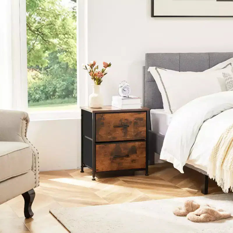 Metal Frame Dresser with Wood Top: 7 Drawers