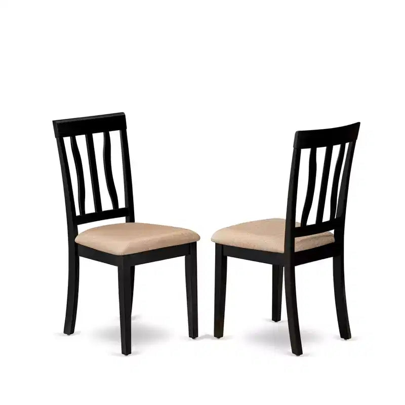 Sedia da pranzo in legno massello color ciliegio e panna, stile tradizionale, set da 2