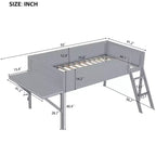 Letto a soppalco da gaming grigio con scrivania e LED, singolo/matrimoniale, 1 persona