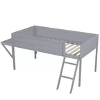 Letto a soppalco da gaming grigio con scrivania e LED, singolo/matrimoniale, 1 persona