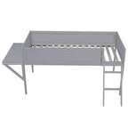 Letto a soppalco da gaming grigio con scrivania e LED, singolo/matrimoniale, 1 persona
