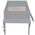 Letto a soppalco da gaming grigio con scrivania e LED, singolo/matrimoniale, 1 persona