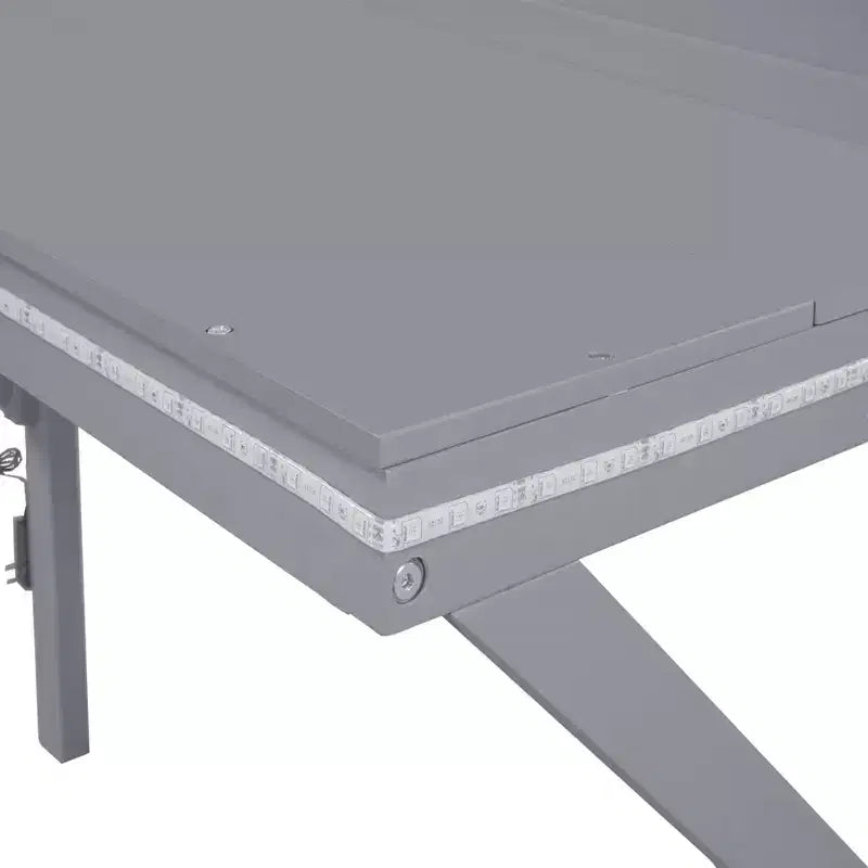 Letto a soppalco da gaming grigio con scrivania e LED, singolo/matrimoniale, 1 persona