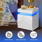 Comodino moderno a LED bianco/nero con 2 cassetti, per 1