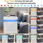Comodino moderno a LED bianco/nero con 2 cassetti, per 1