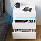 Comodino moderno a LED bianco/nero con 2 cassetti, per 1