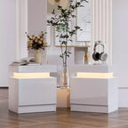 Comodino moderno a LED bianco/nero con 2 cassetti, per 1