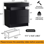 Comodino moderno a LED bianco/nero con 2 cassetti, per 1
