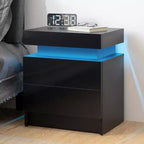 Comodino moderno a LED bianco/nero con 2 cassetti, per 1