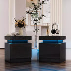 Comodino moderno a LED bianco/nero con 2 cassetti, per 1