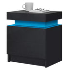 Comodino moderno a LED bianco/nero con 2 cassetti, per 1