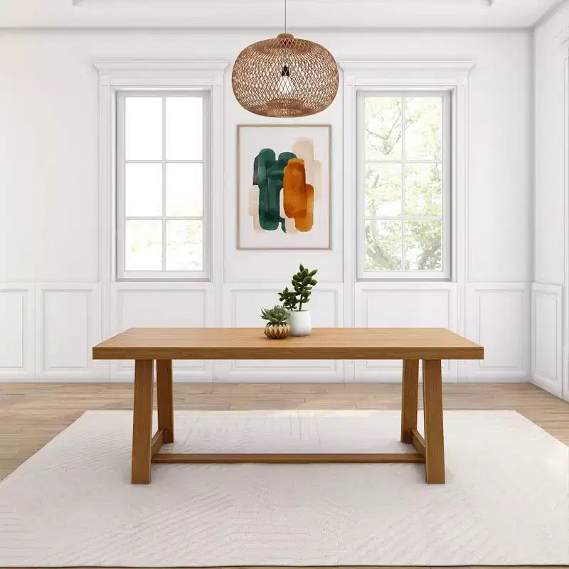 Plank+Beam 84 Dining Table for 8, Solid Wood Classic Farmhouse Style Kitchen Table