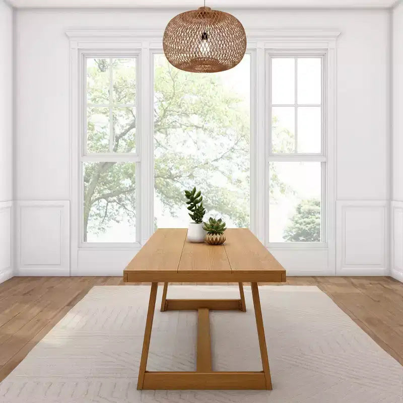 Plank+Beam 84 Dining Table for 8, Solid Wood Classic Farmhouse Style Kitchen Table