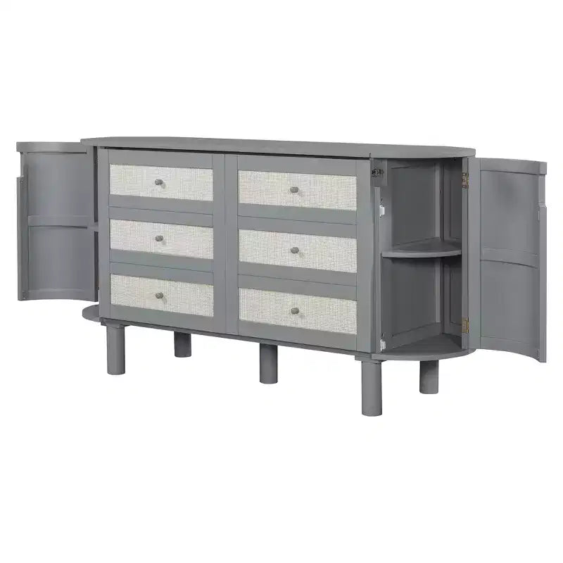 Whisen Full Murphy Bed with Hidden Storage & Modern Woven Design