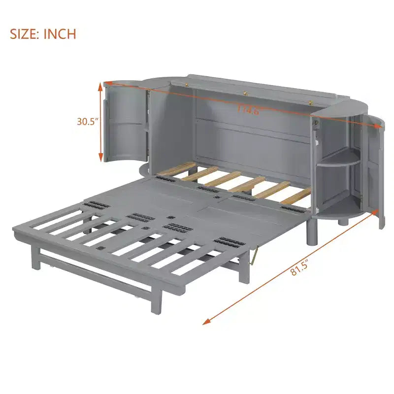 Whisen Full Murphy Bed with Hidden Storage & Modern Woven Design