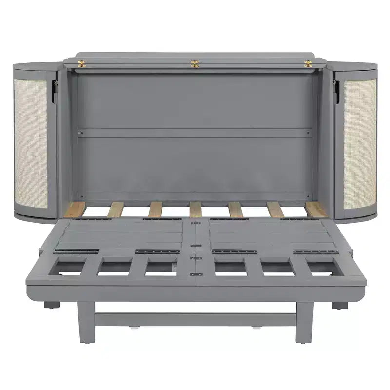 Whisen Full Murphy Bed with Hidden Storage & Modern Woven Design