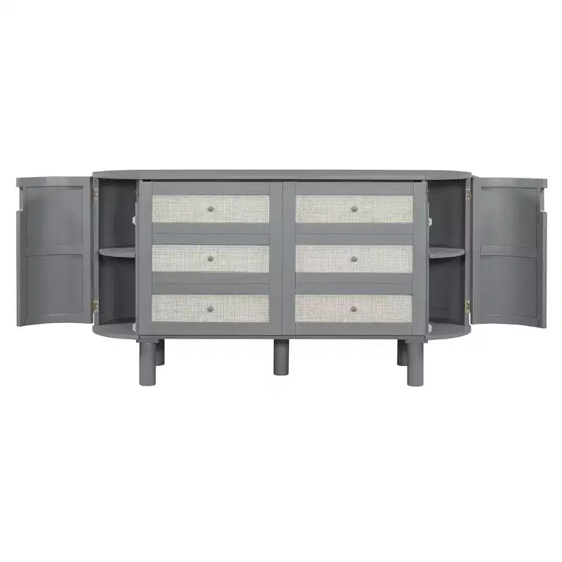 Whisen Full Murphy Bed with Hidden Storage & Modern Woven Design