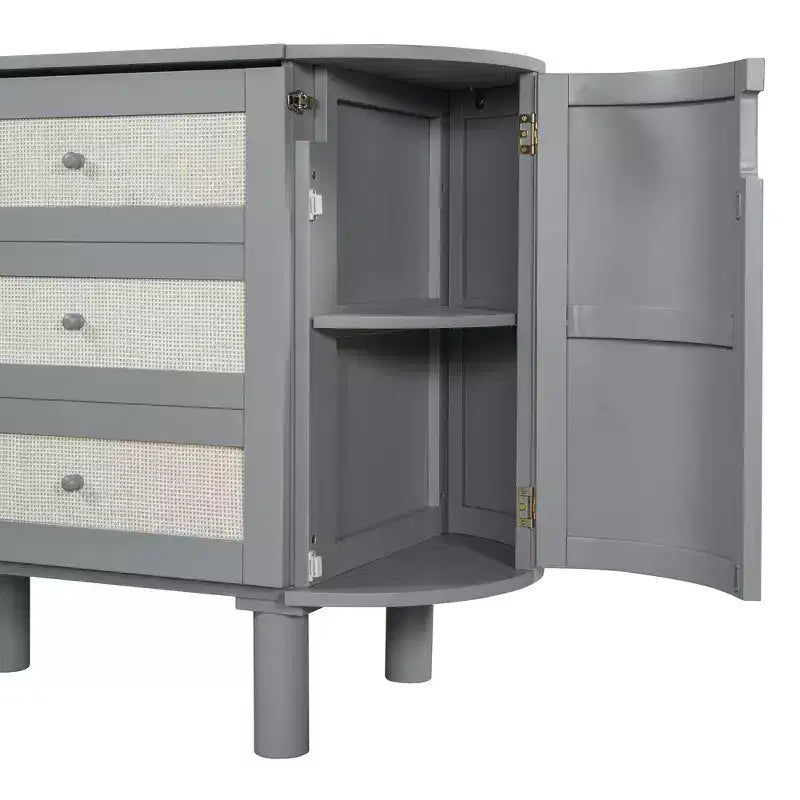 Whisen Full Murphy Bed with Hidden Storage & Modern Woven Design
