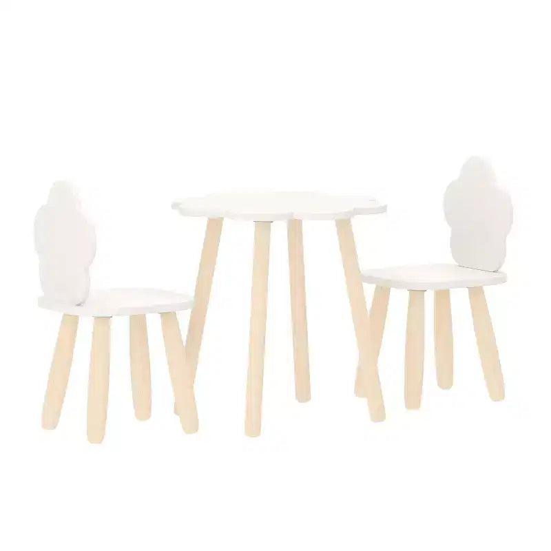 Buzz & Bloom Kids 3-Piece Wood Cloud-Shaped Table and Chairs Set