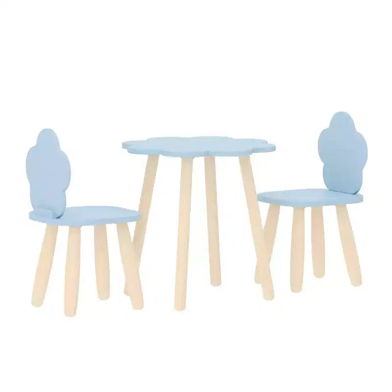 Buzz & Bloom Kids 3-Piece Wood Cloud-Shaped Table and Chairs Set