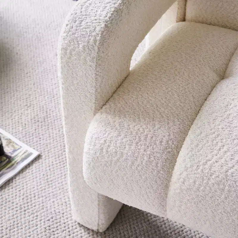 Poltrona in bouclé ampia – Nero / Arancione / Bianco, Posto singolo
