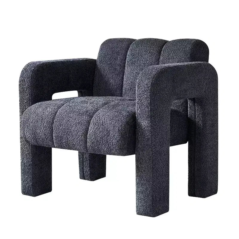 Poltrona in bouclé ampia – Nero / Arancione / Bianco, Posto singolo