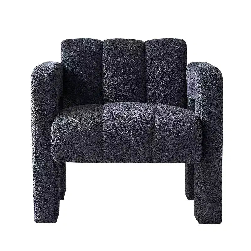Poltrona in bouclé ampia – Nero / Arancione / Bianco, Posto singolo