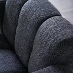 Poltrona in bouclé ampia – Nero / Arancione / Bianco, Posto singolo