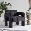Poltrona in bouclé ampia – Nero / Arancione / Bianco, Posto singolo
