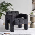 Poltrona in bouclé ampia – Nero / Arancione / Bianco, Posto singolo