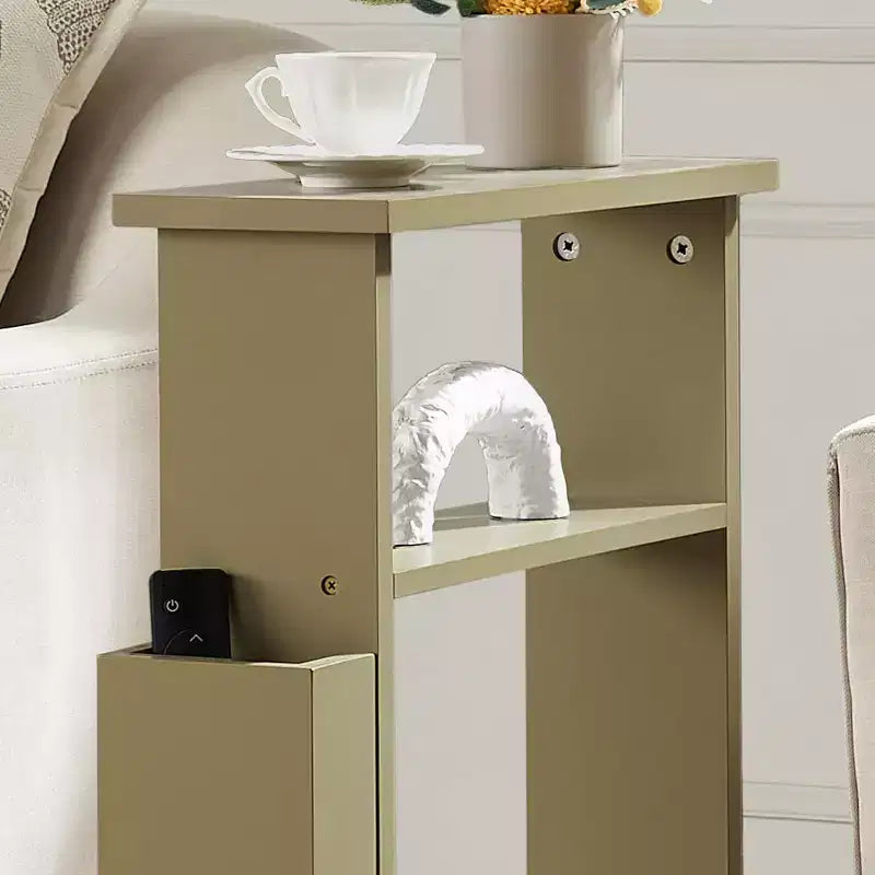 Kings Brand Furniture Narrow Side Table with Storage Shelf - Modern Slim Sofa End Table, Bedside Table with Magazine and Remote Holder