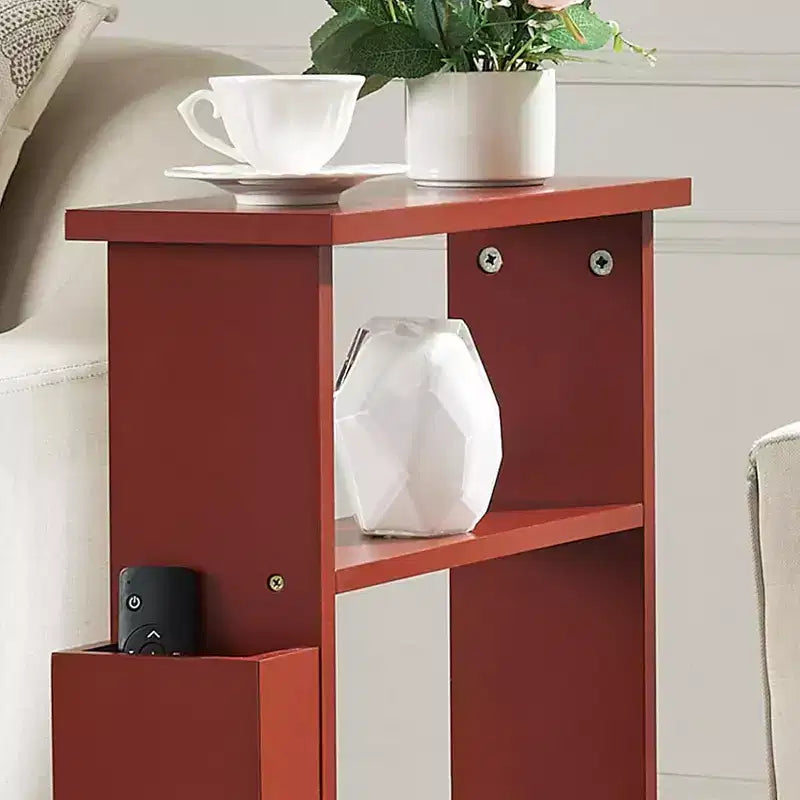 Kings Brand Furniture Narrow Side Table with Storage Shelf - Modern Slim Sofa End Table, Bedside Table with Magazine and Remote Holder
