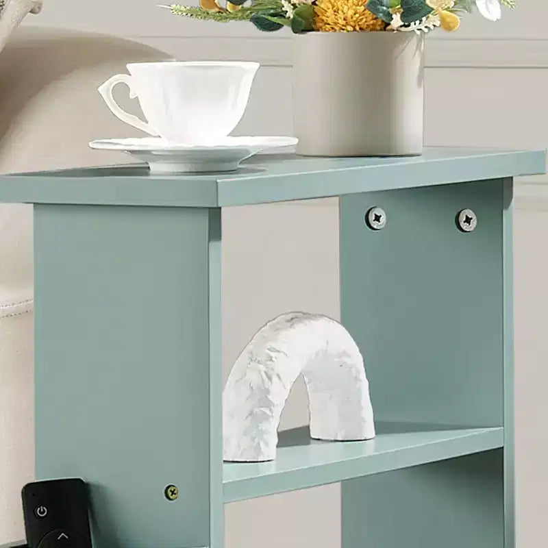 Kings Brand Furniture Narrow Side Table with Storage Shelf - Modern Slim Sofa End Table, Bedside Table with Magazine and Remote Holder