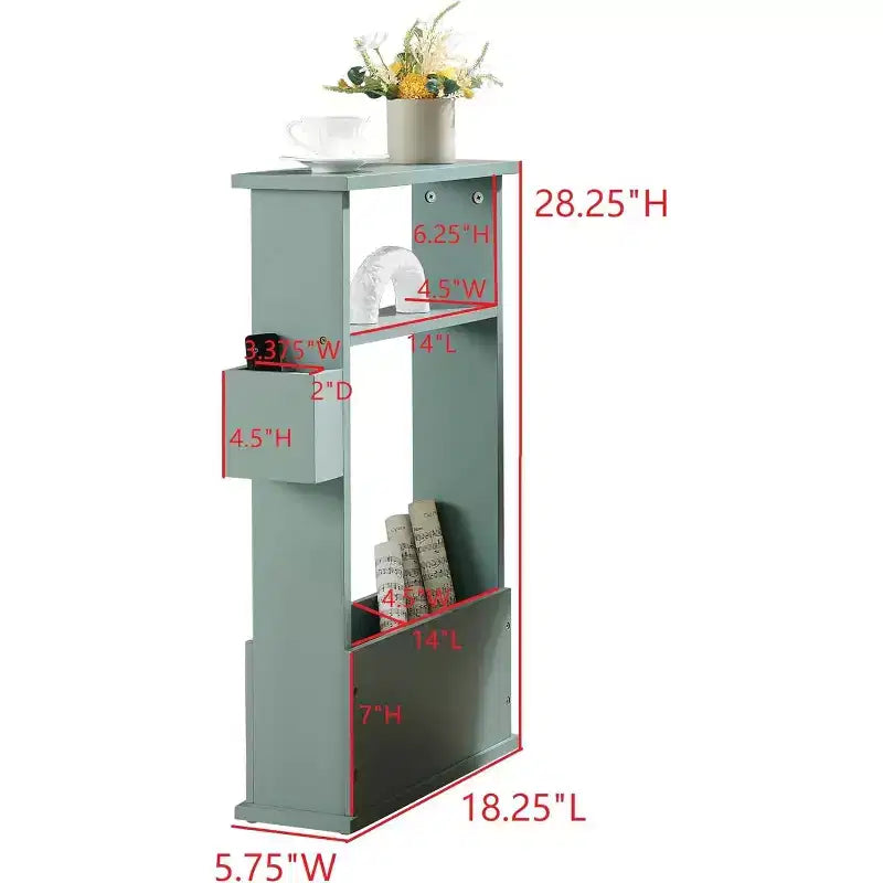 Kings Brand Furniture Narrow Side Table with Storage Shelf - Modern Slim Sofa End Table, Bedside Table with Magazine and Remote Holder