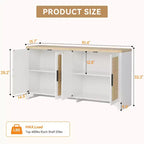 Madia/credenza a 4 ante in rovere e rovere/bianco con inserti in rattan, montaggio da 2 persone