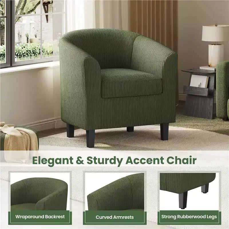 Yaheetech Set of 2 Barrel Shaped Accent Club Chairs for Living Room Bedroom Reception Room
