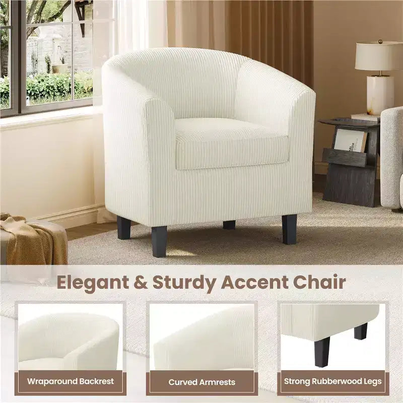 Yaheetech Set of 2 Barrel Shaped Accent Club Chairs for Living Room Bedroom Reception Room