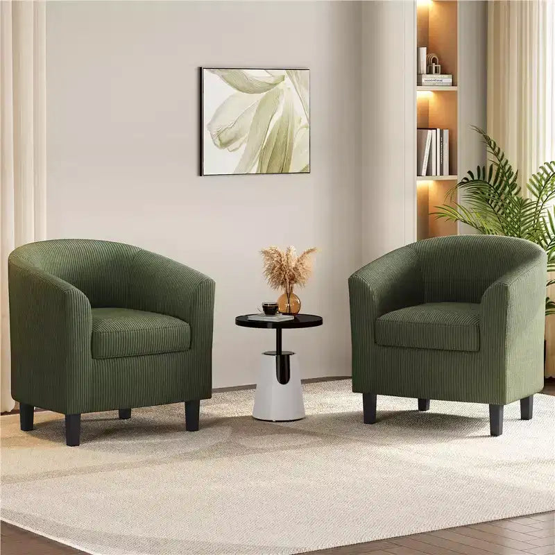 Yaheetech Set of 2 Barrel Shaped Accent Club Chairs for Living Room Bedroom Reception Room