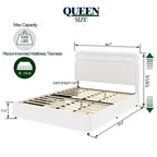 Letto queen-size imbottito in tessuto bouclé color avorio con cassetti, 2 posti